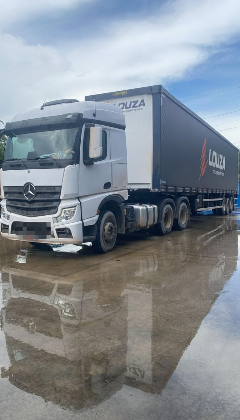 Caminhão Louza Transportes em operação